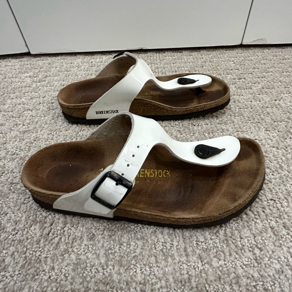 Birkenstock Gizeh patent white, size 36